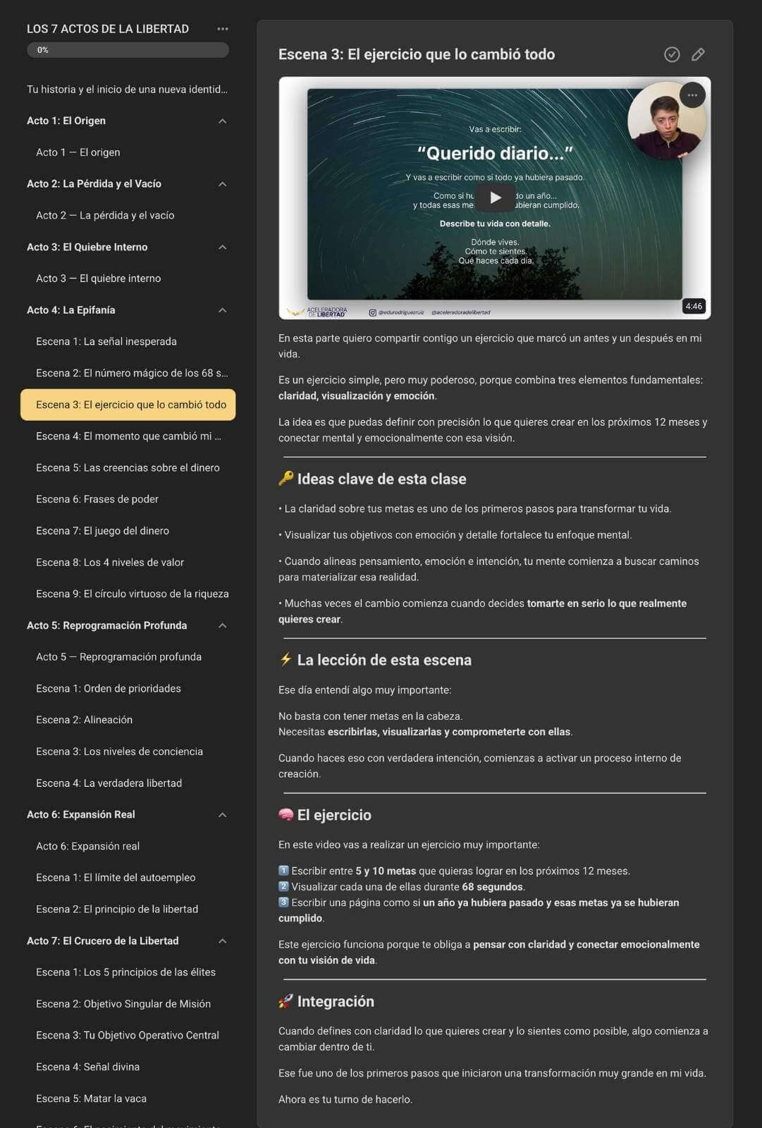 Dentro de Los 7 Actos de la Libertad — ejercicios, audios y lecciones paso a paso